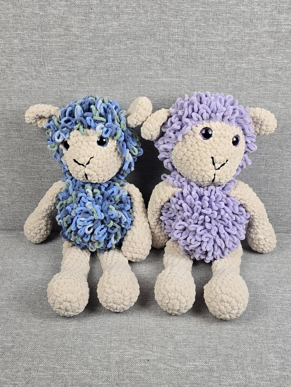 Set Of 2 Amigurumi Crochet Loopy Yarn Sheep